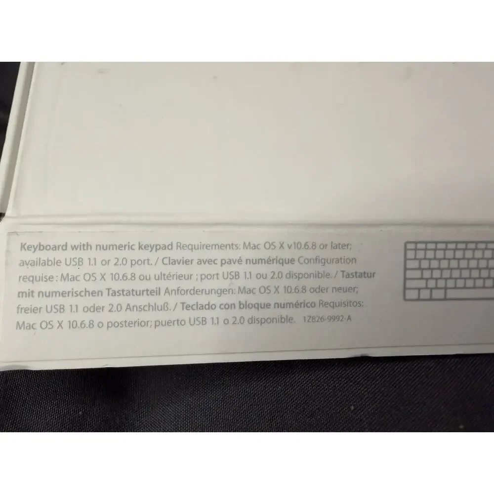 Apple USB Wired Keyboard Numeric Pad Model A1243 White Silver w/ Box & Manual - Picture 8 of 10